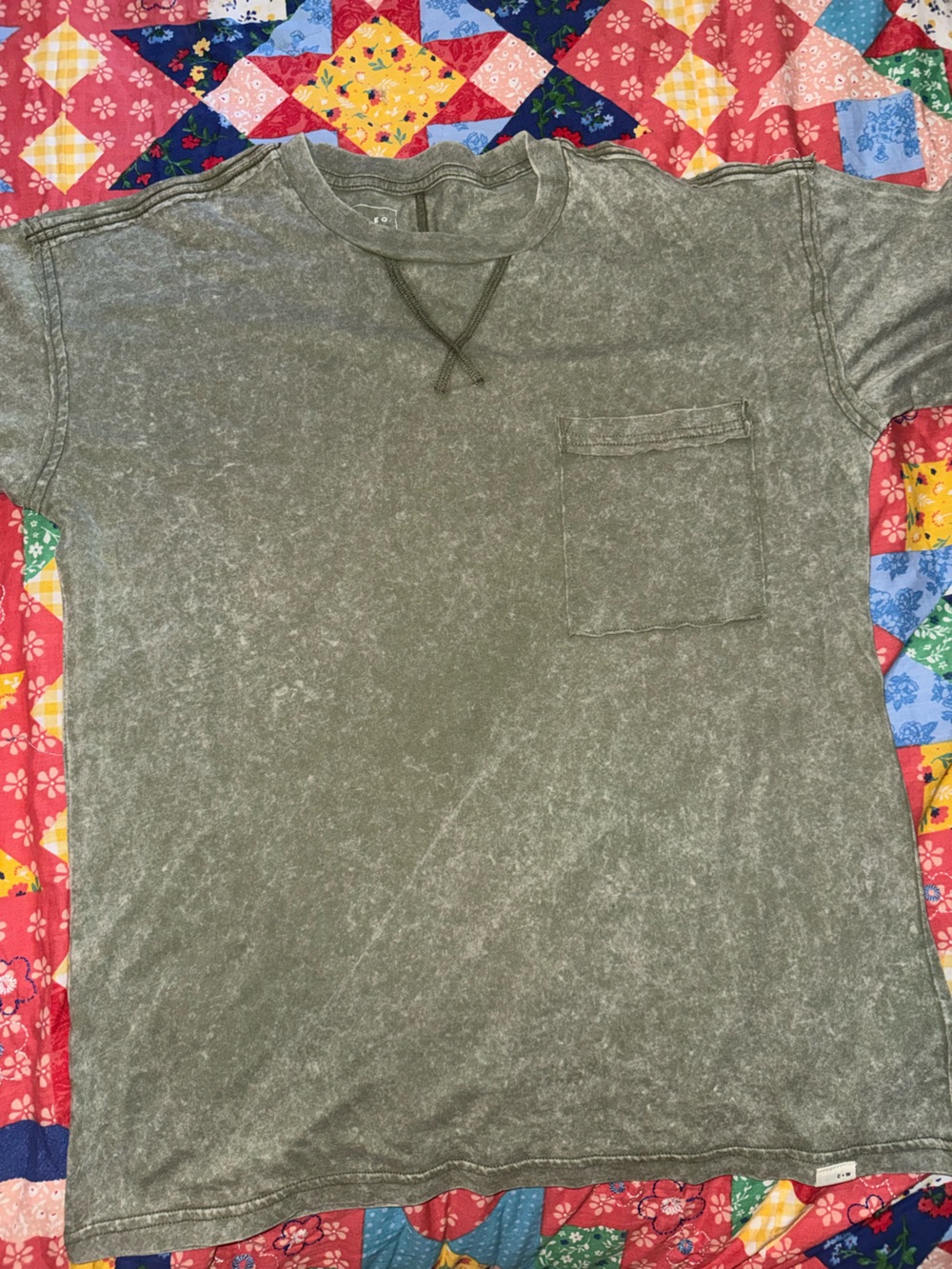 Mineral-Wash Olive Short Sleeve Pocket Tee